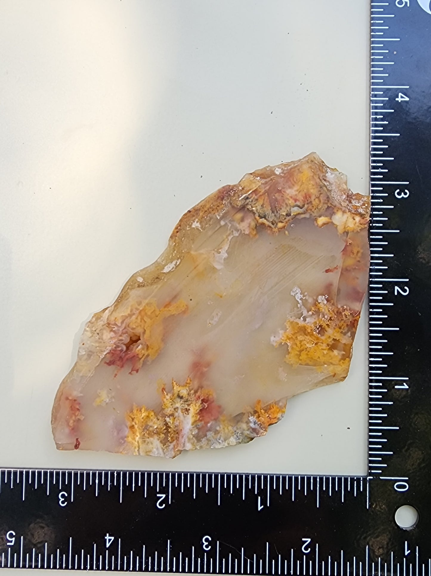 Pink lady plume agate slab