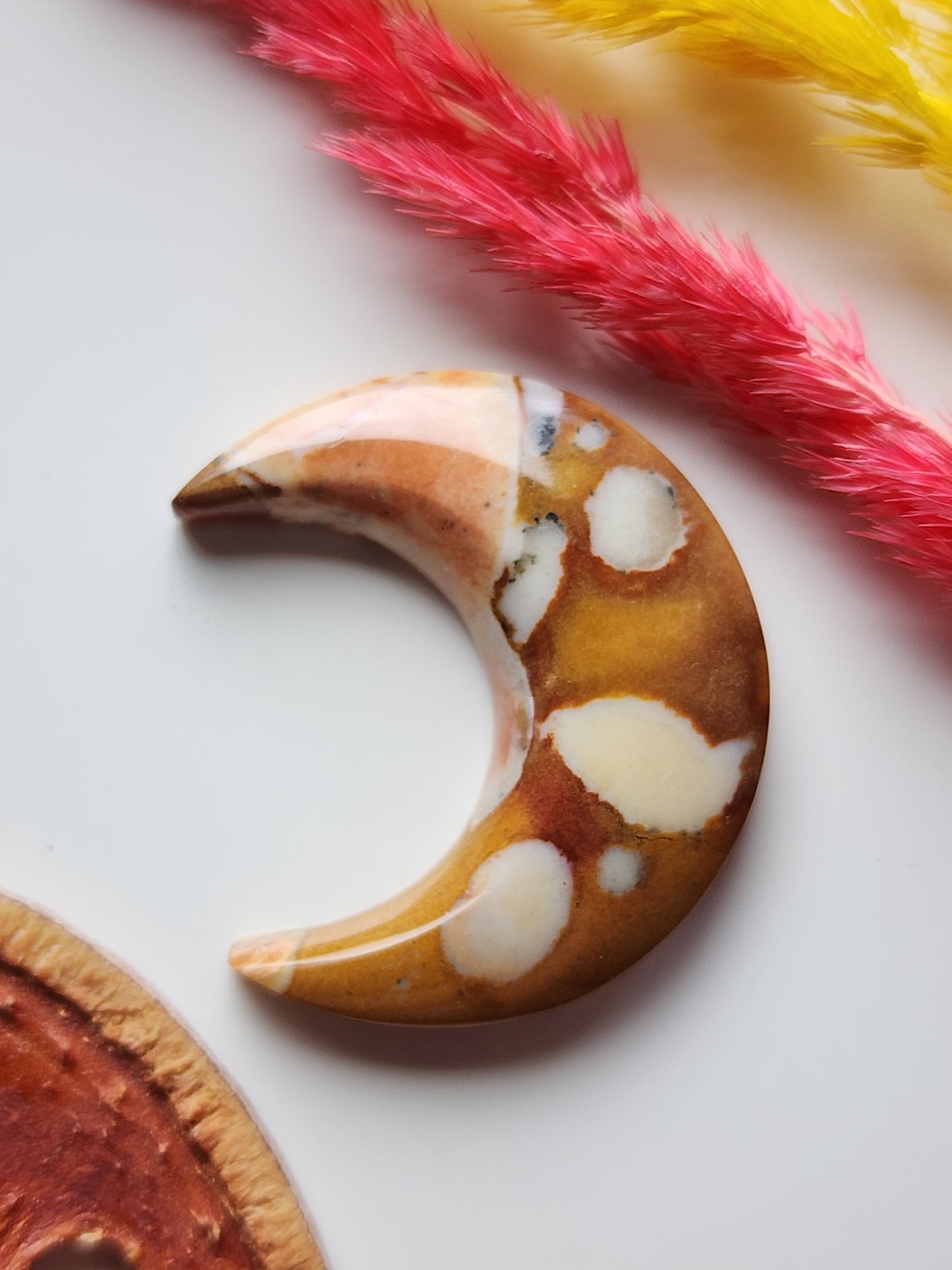 Spotted Fawn jasper crescent