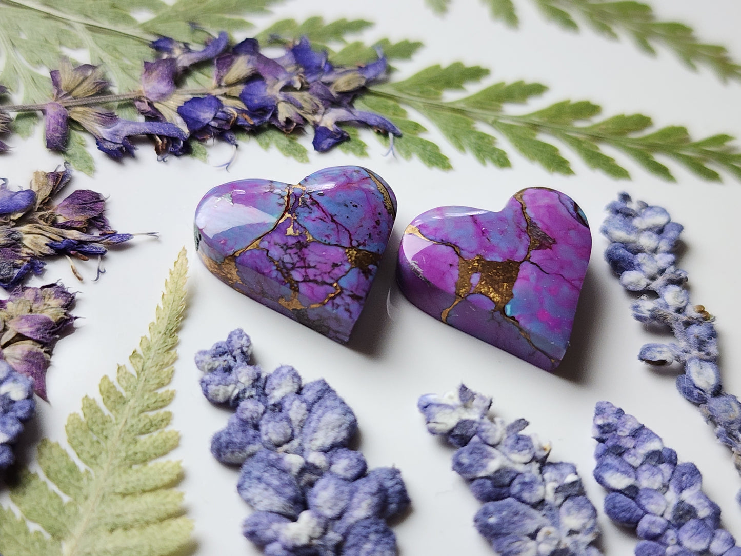 Kingman Mohave Turquoise heart pair