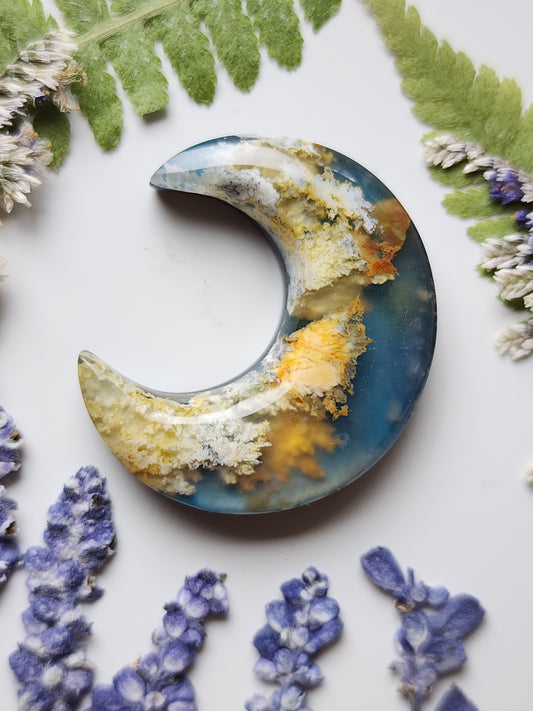 North Ridge plume agate Doublet Crescent