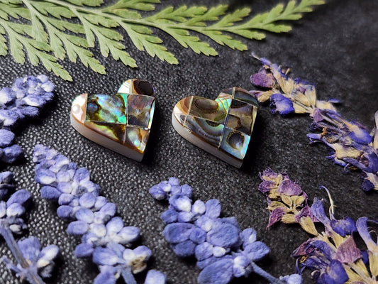 Mosaic Abalone shell heart pair