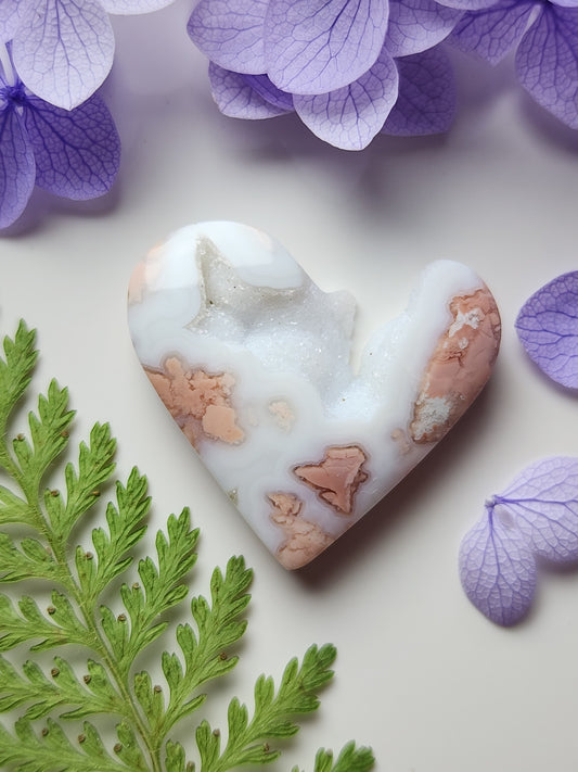 Cotton Candy agate druzy heart