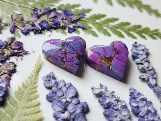 Kingman Mohave Turquoise heart pair