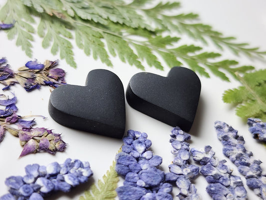 Black jade Actinolite heart pair