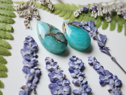 Amazonite with bronze pair