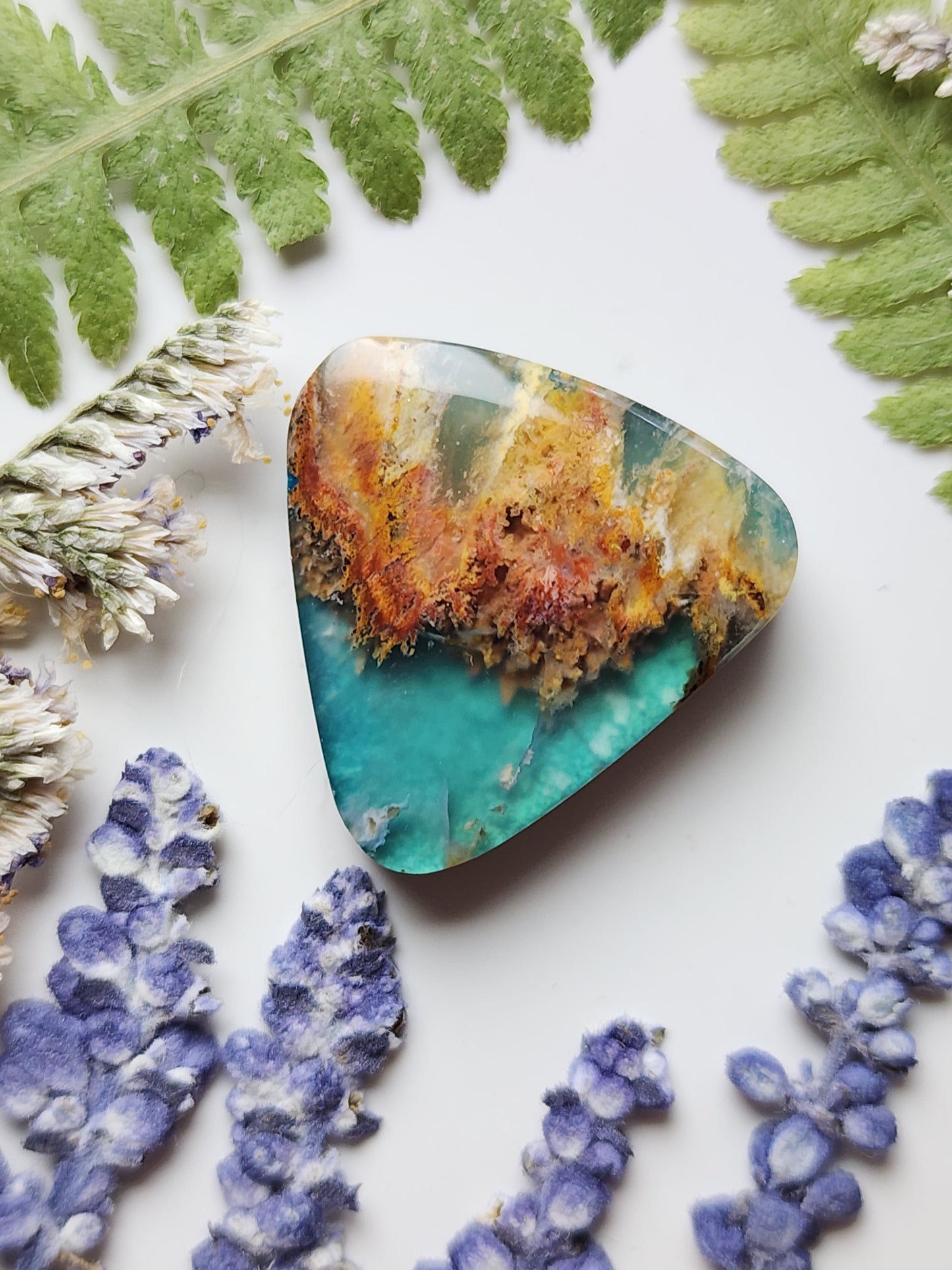 Pink Lady plume agate Doublet