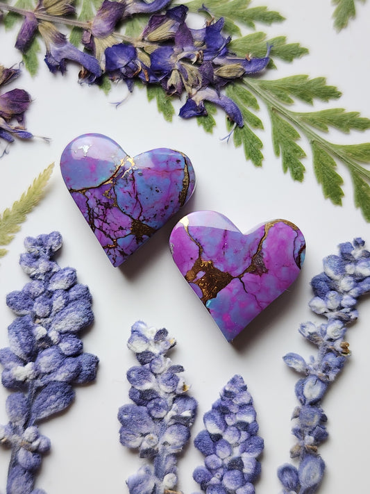 Kingman Mohave Turquoise heart pair