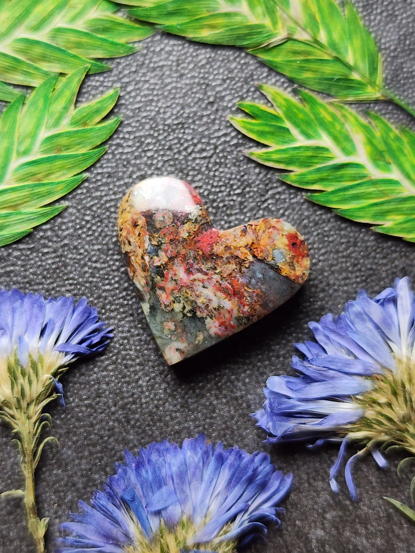 Clear Creek plasma agate heart