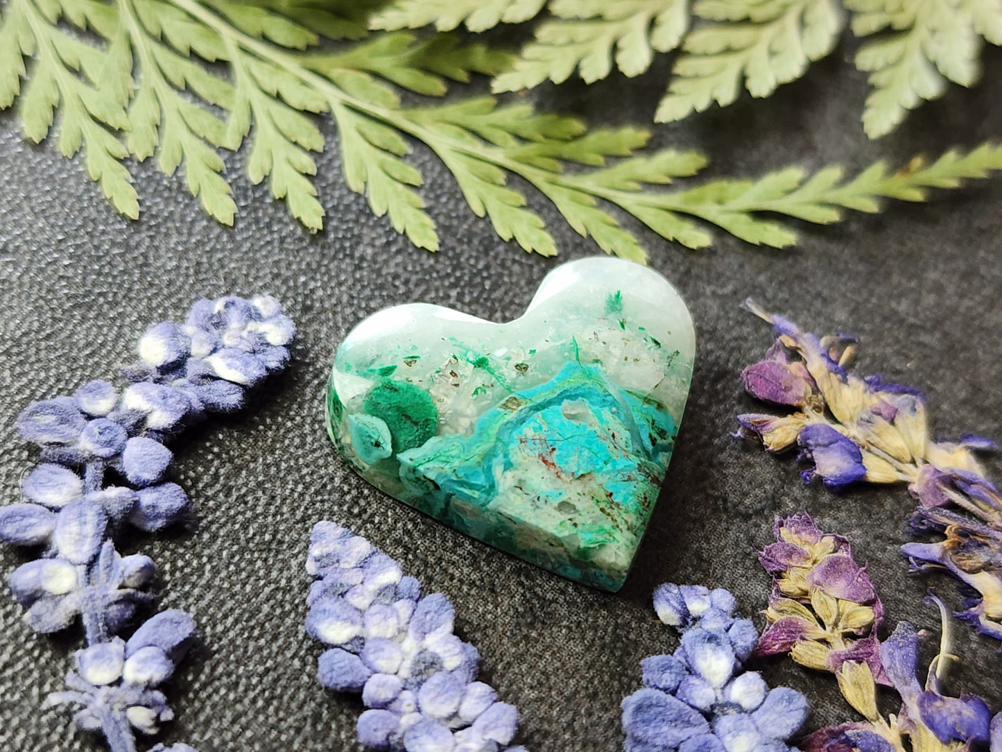 Inspiration mine Chrysocolla Malachite gem silica heart