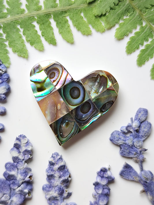 Mosaic Abalone shell heart