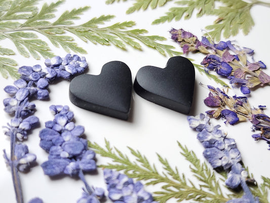 Black jade Actinolite heart pair
