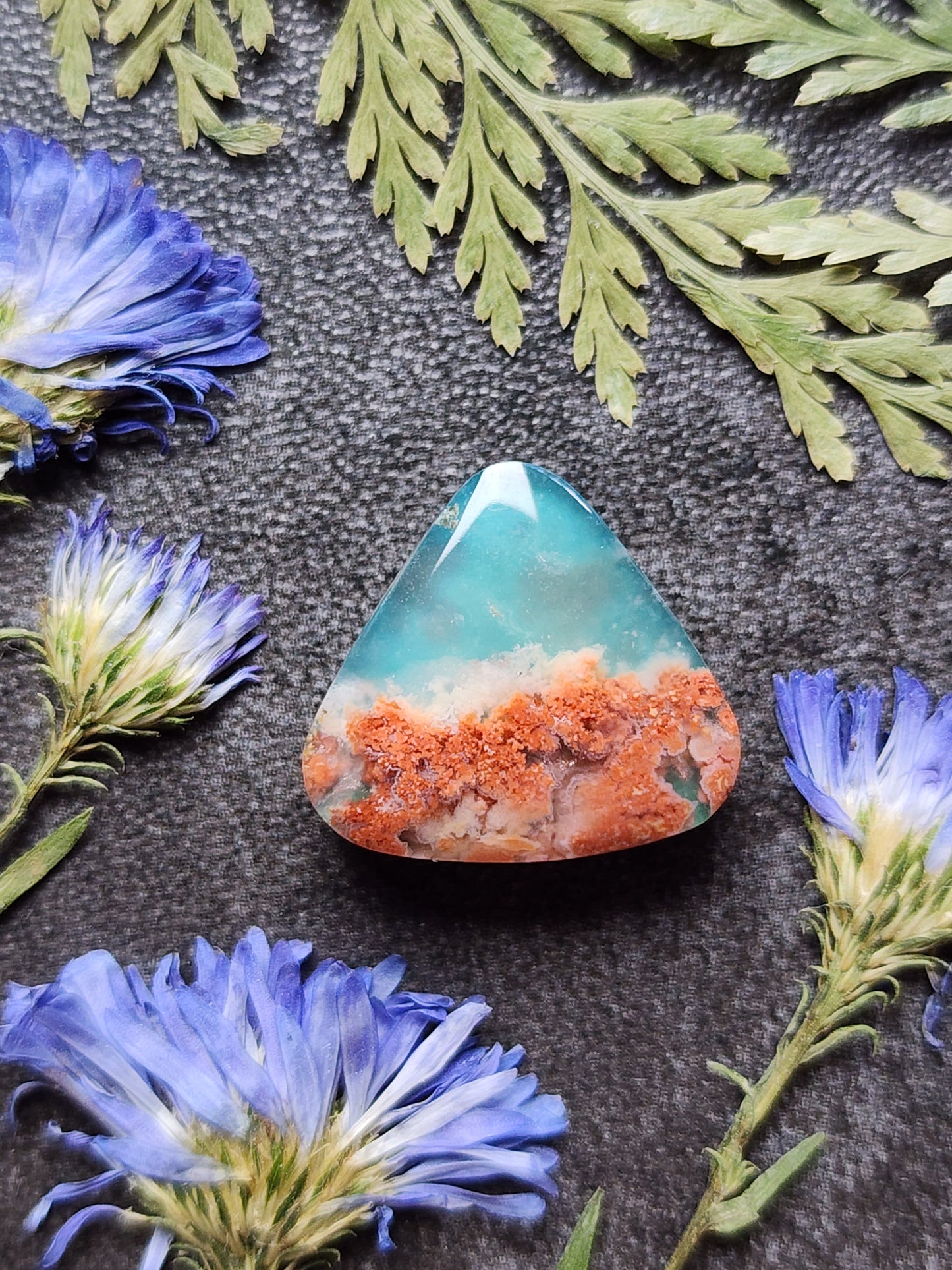 Pink Lady plume agate Doublet