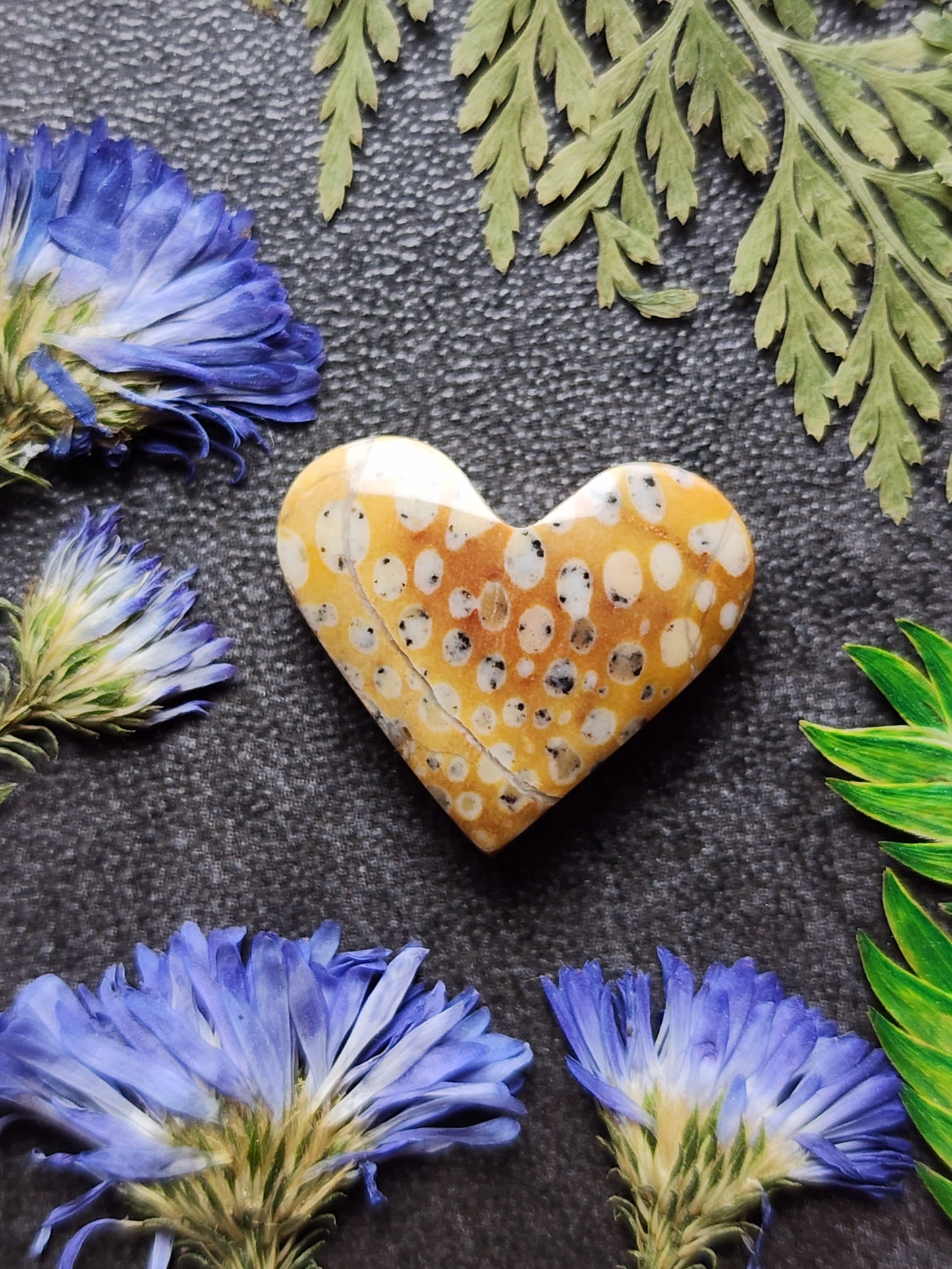 Spotted Fawn jasper heart