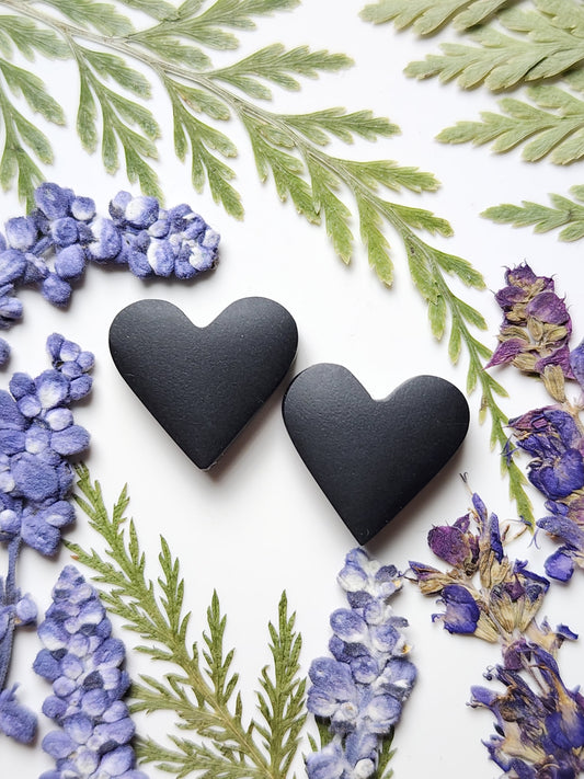 Black jade Actinolite heart pair